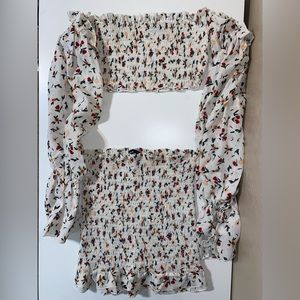 Crop top and skirt set with flower print size XS